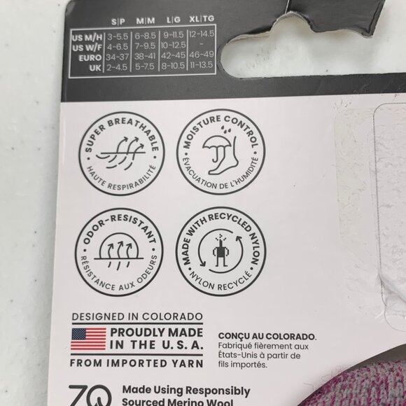 Smartwool Outdoor Crew Socks Plein Air Light Cushion Merino Wool Unisex L Purple - Picture 6 of 6